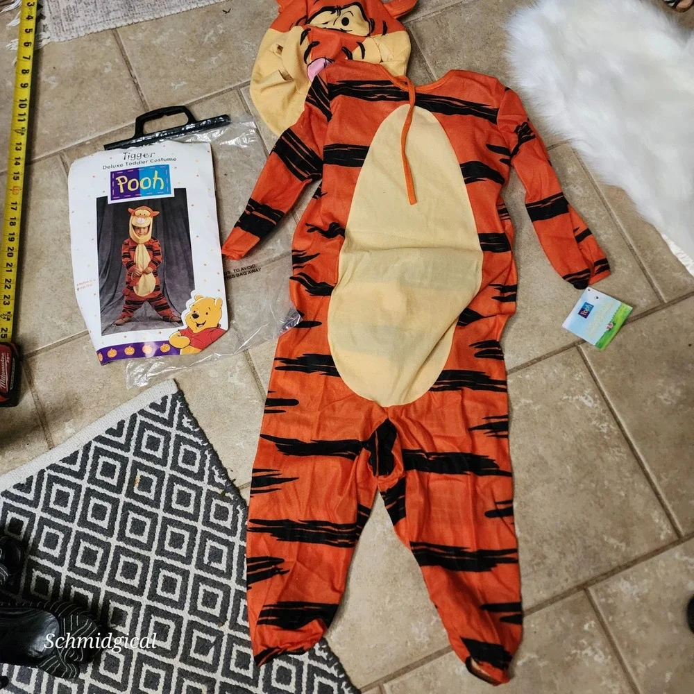 Vintage 1996 Disney Tigger Deluxe Toddler Costume Winnie the Pooh Orange Medium